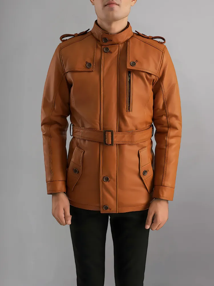 Hunter Tan Brown Leather Coat