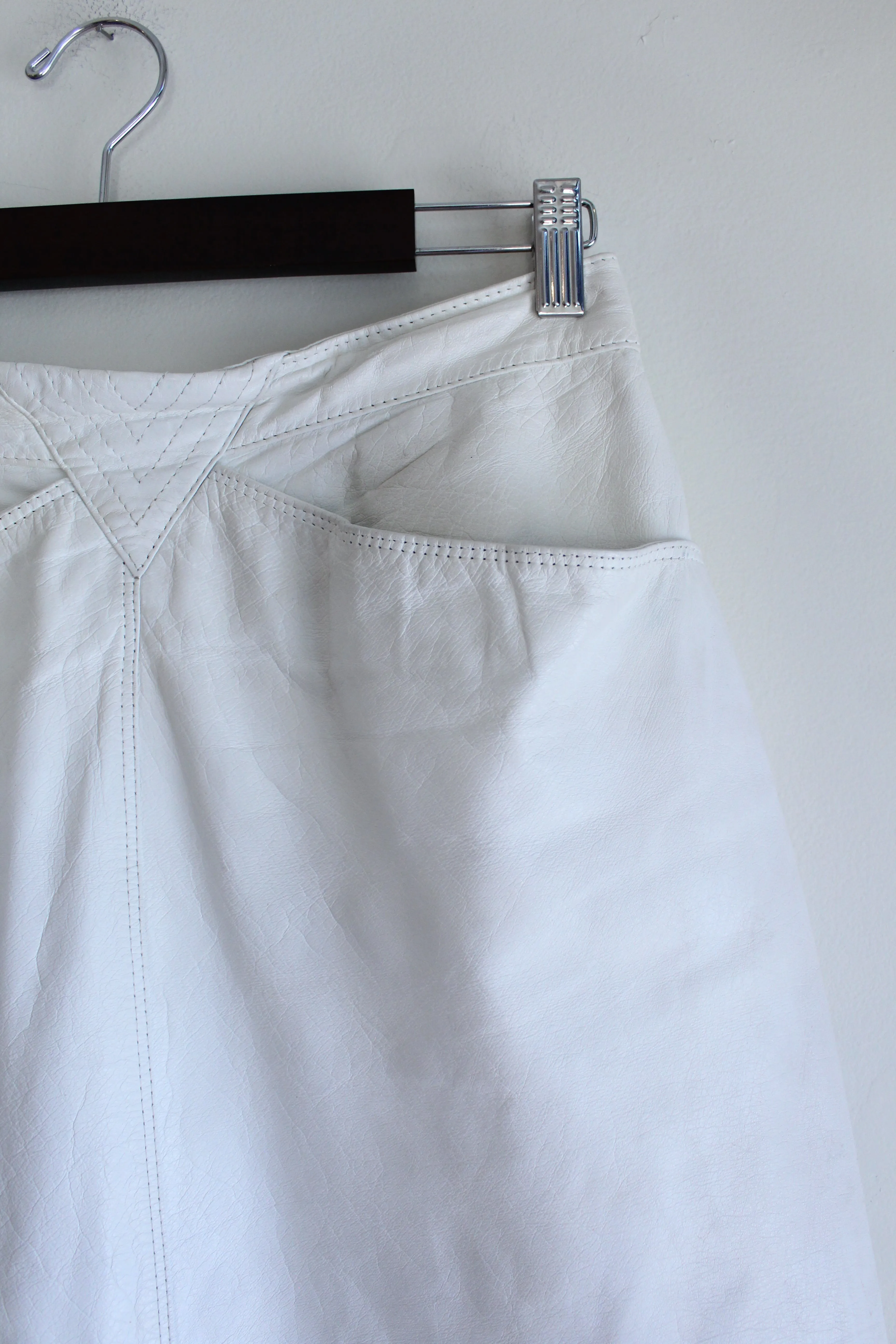 Ivory Leather Vintage Skirt