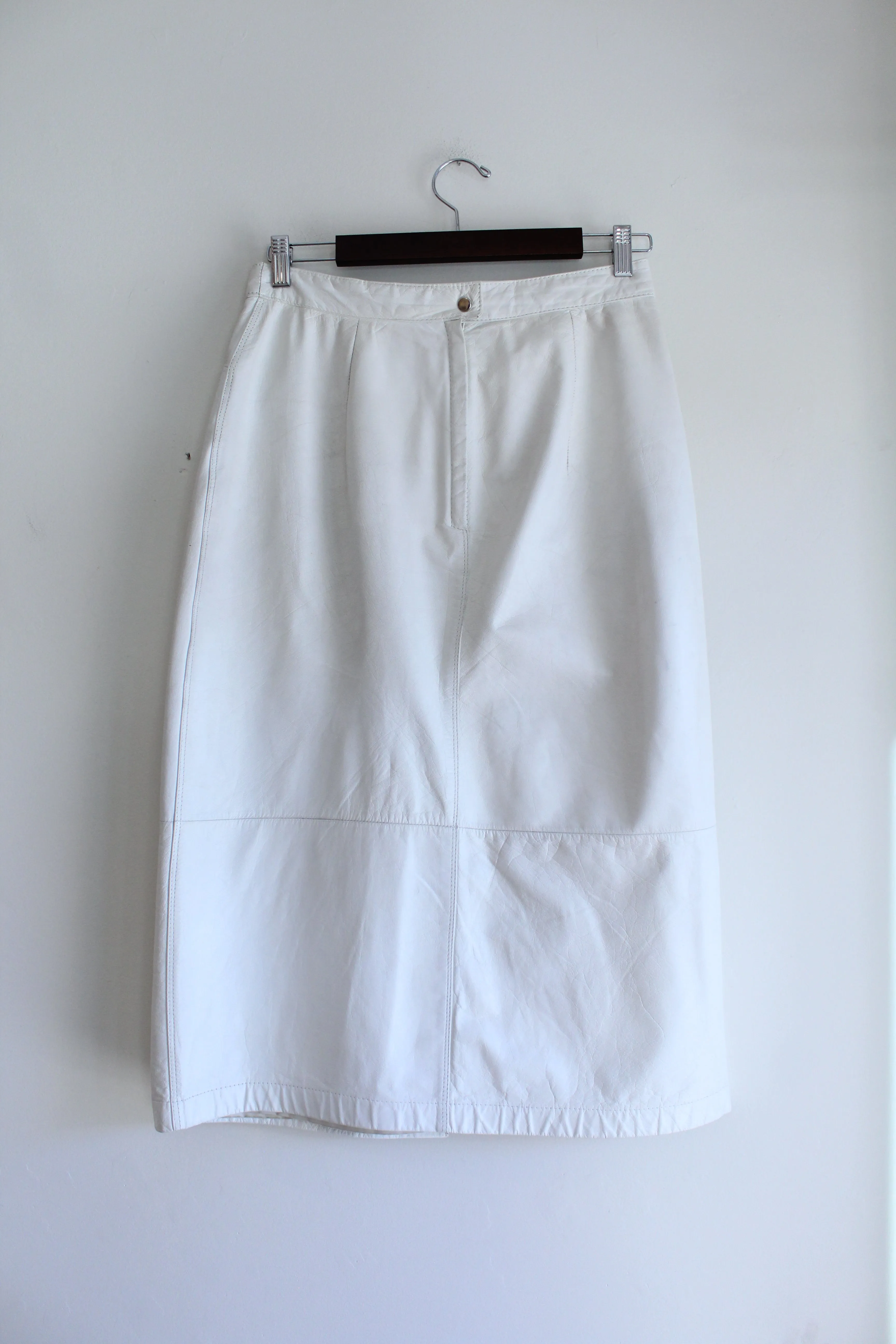 Ivory Leather Vintage Skirt