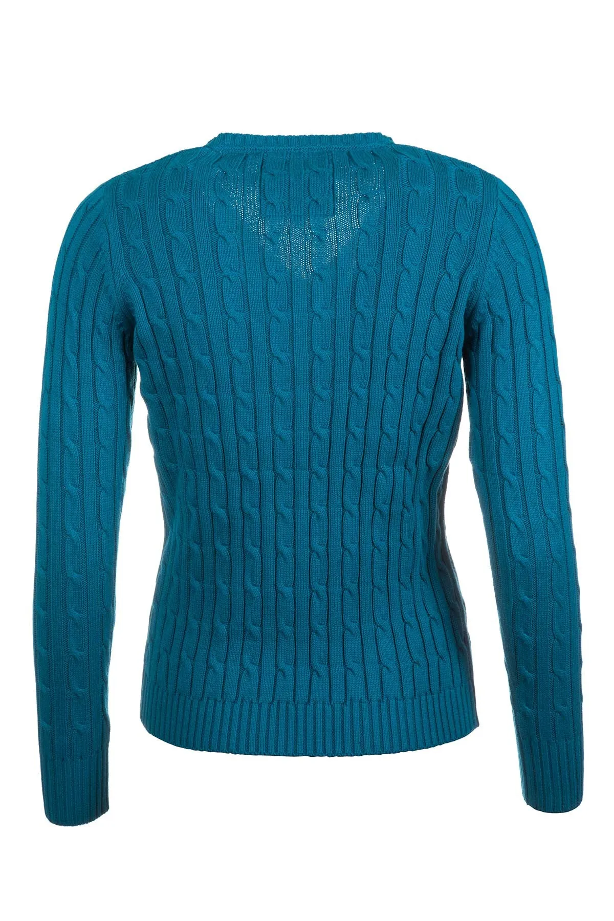 Ladies Cable Knit V Neck Jumper