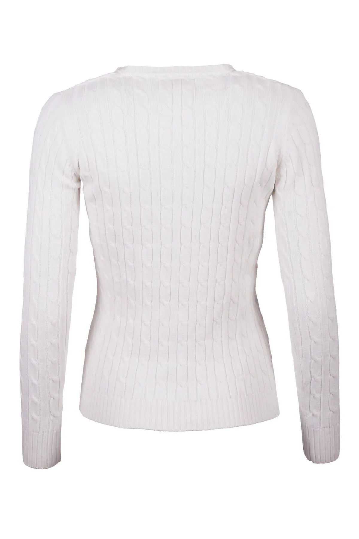 Ladies Cable Knit V Neck Jumper