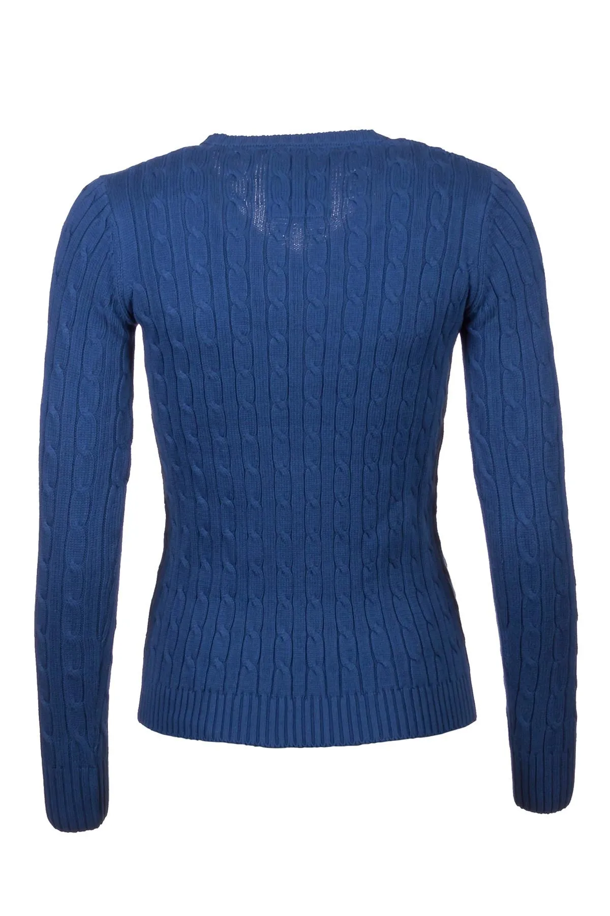 Ladies Cable Knit V Neck Jumper