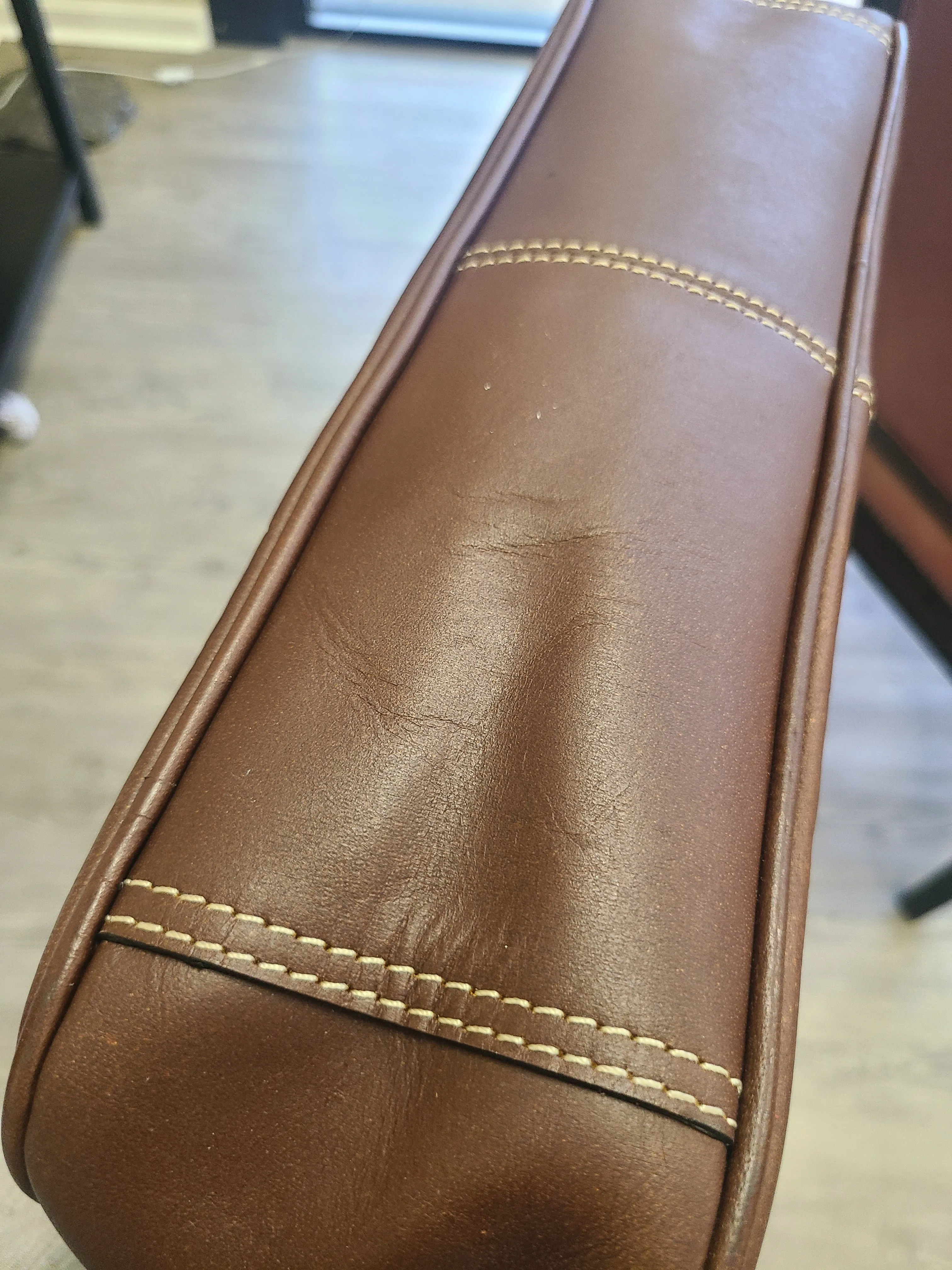 Leather Stitched Messenger Bag - Chocolate