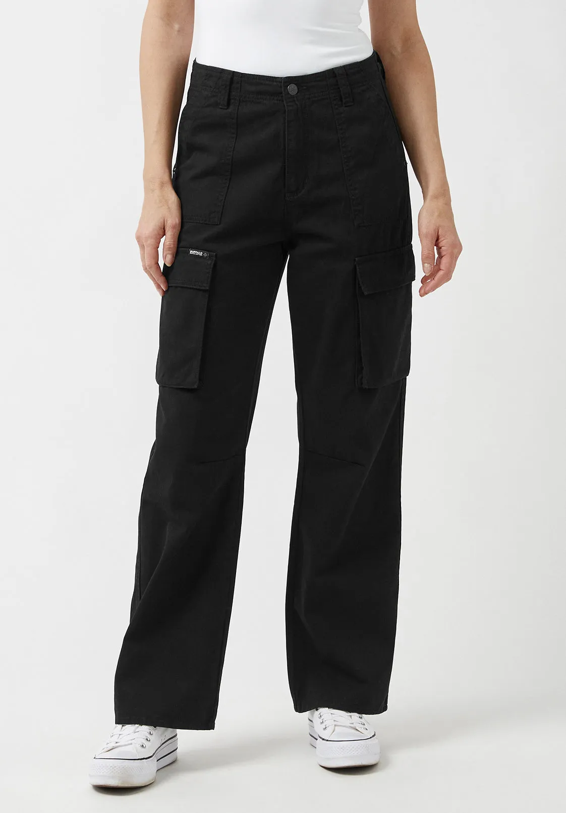 Low Rise Straight Gia Black Cargo Pants - BL15915