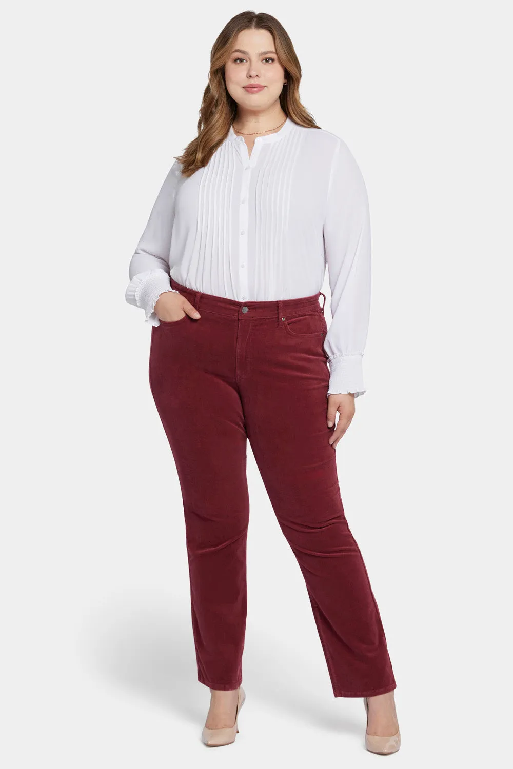 Marilyn Straight Pants In Plus Size - Cranberry Pie