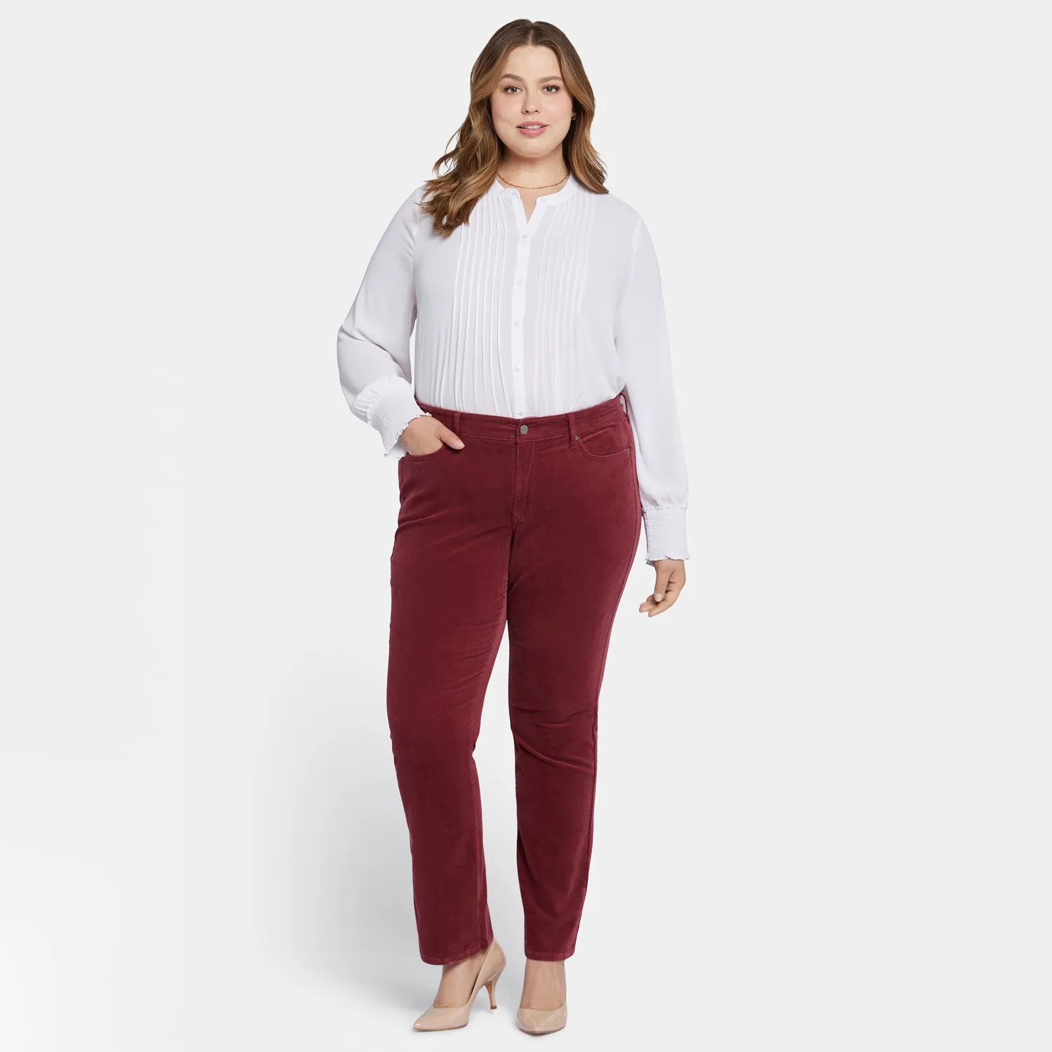 Marilyn Straight Pants In Plus Size - Cranberry Pie