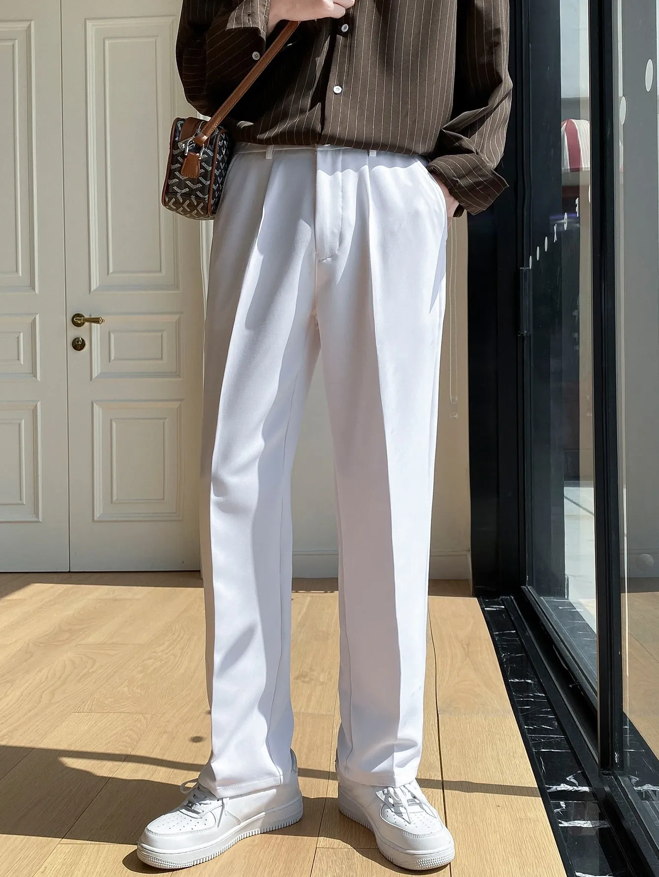 Men Semi Formal Straight Fit Korean Pants