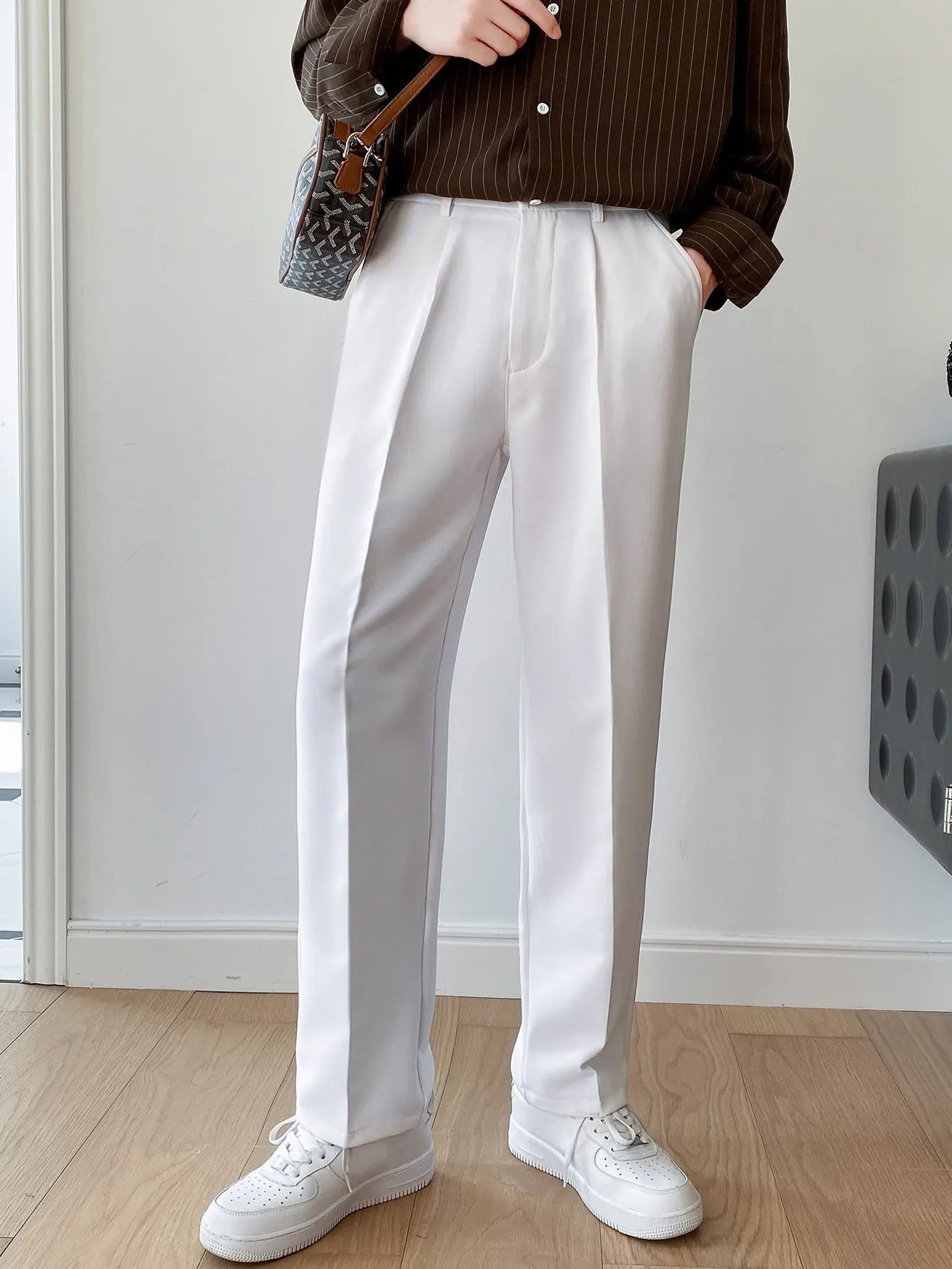 Men Semi Formal Straight Fit Korean Pants