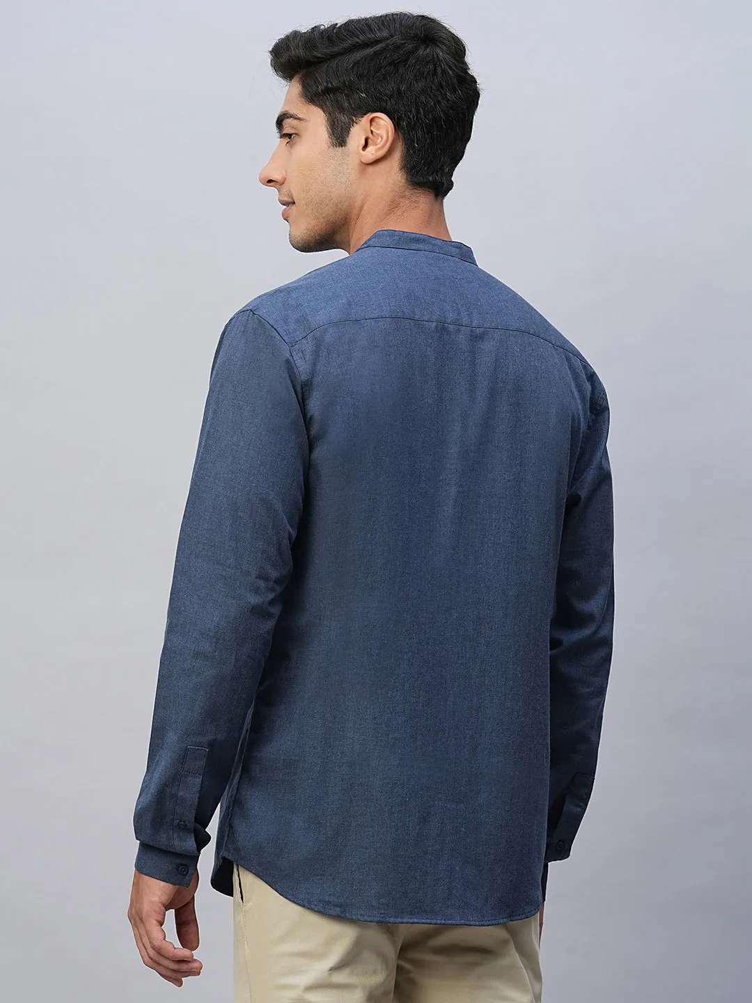 Men's Navy Cotton Regular Fit Shirt