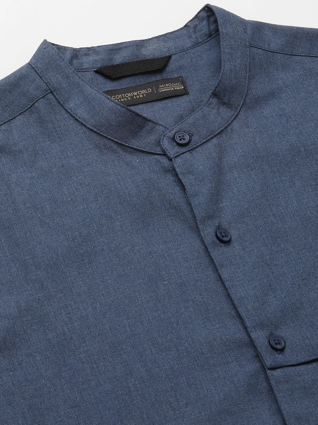 Men's Navy Cotton Regular Fit Shirt