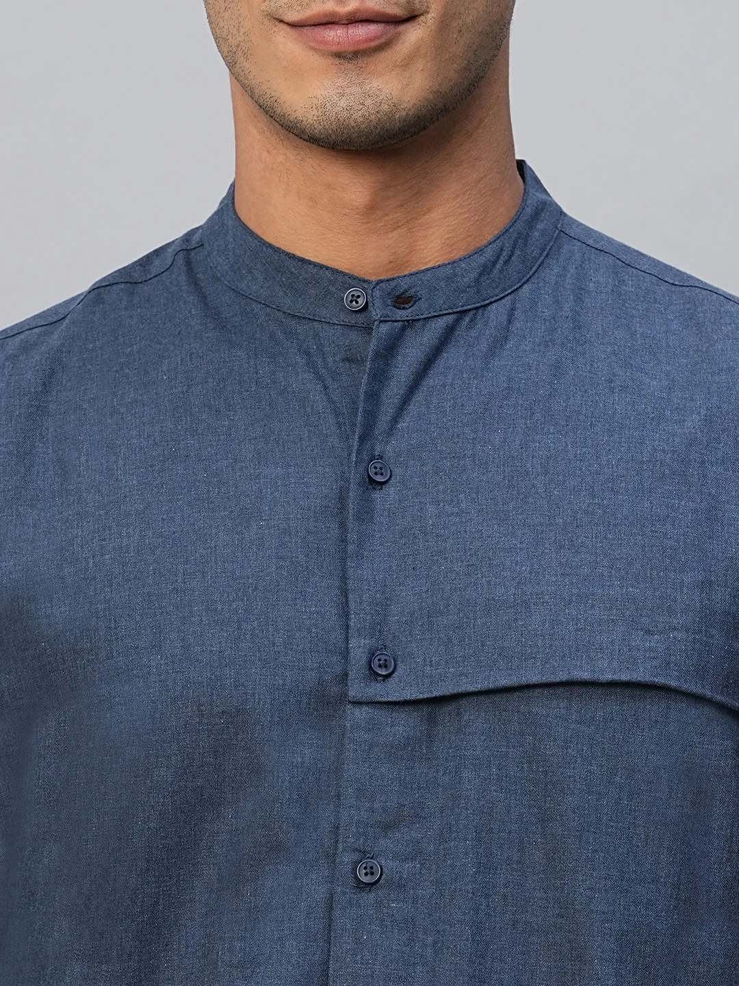 Men's Navy Cotton Regular Fit Shirt