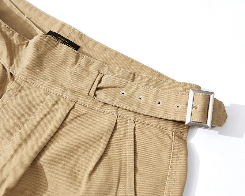 Men's Retro Casual Khaki British Army Gurkha Bermuda Trousers