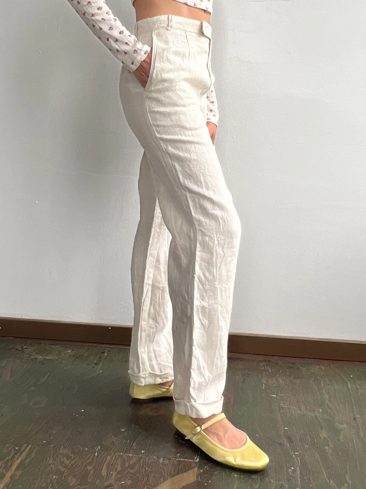 Milk Linen Woven Pants (S)