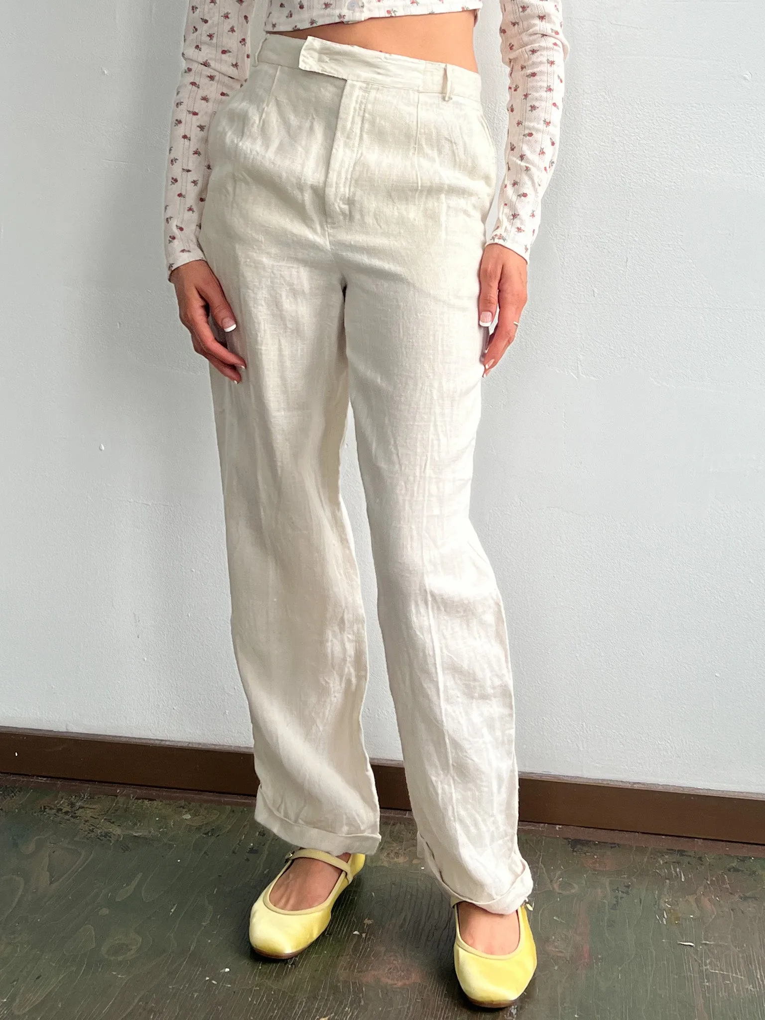 Milk Linen Woven Pants (S)