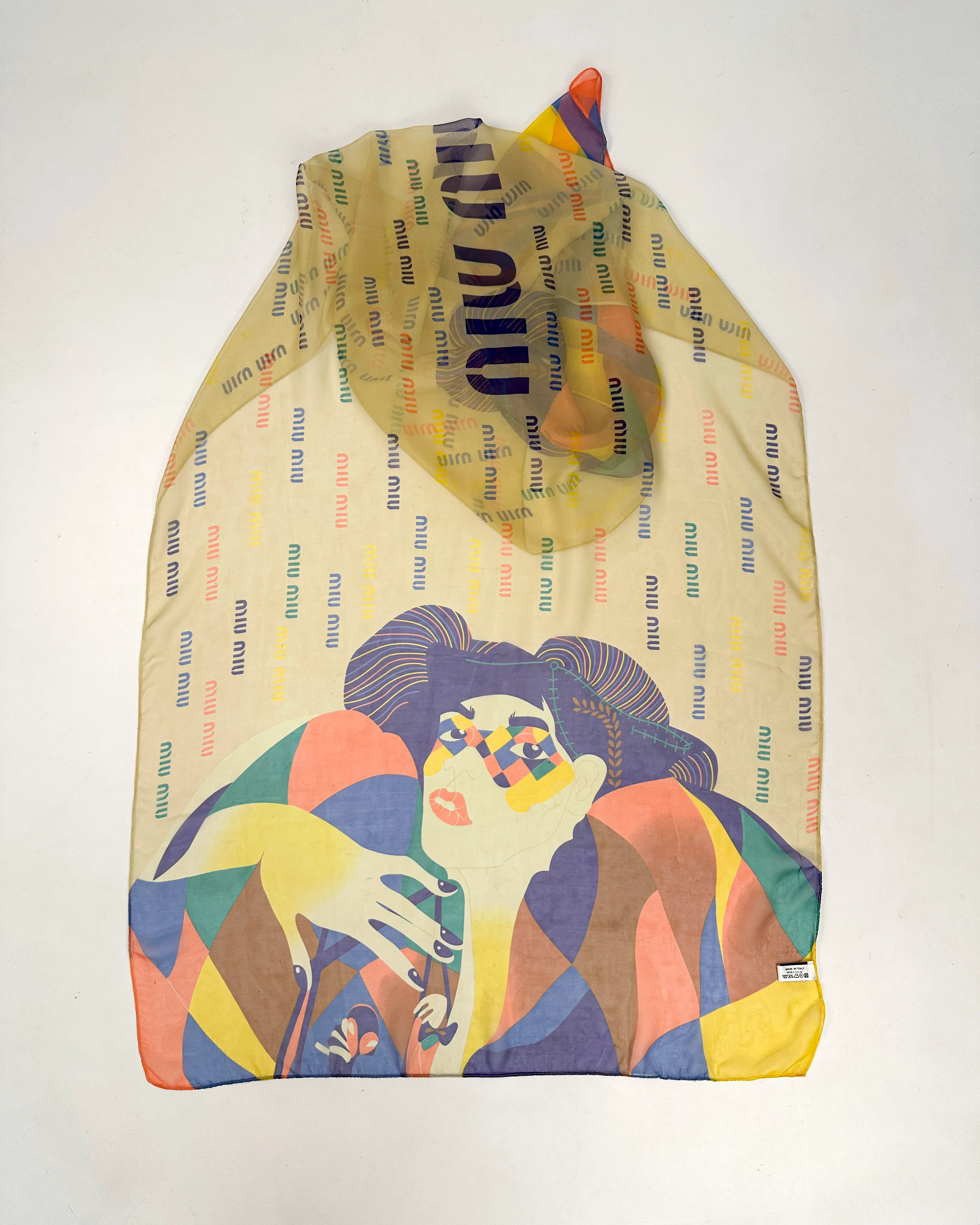 Miu Miu Logo Print Silk Scarf 2000's