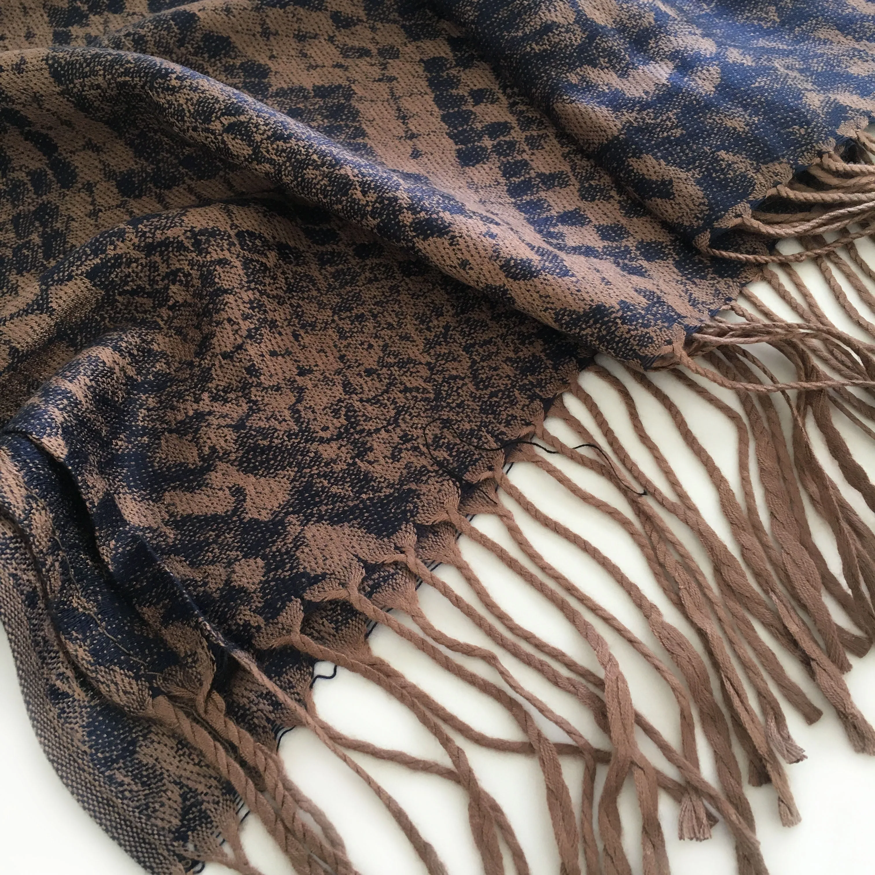 NAVY BRONZE LARGE SNAKESKIN PRINT REVERSIBLE PASHMINA SHAWL SCARF