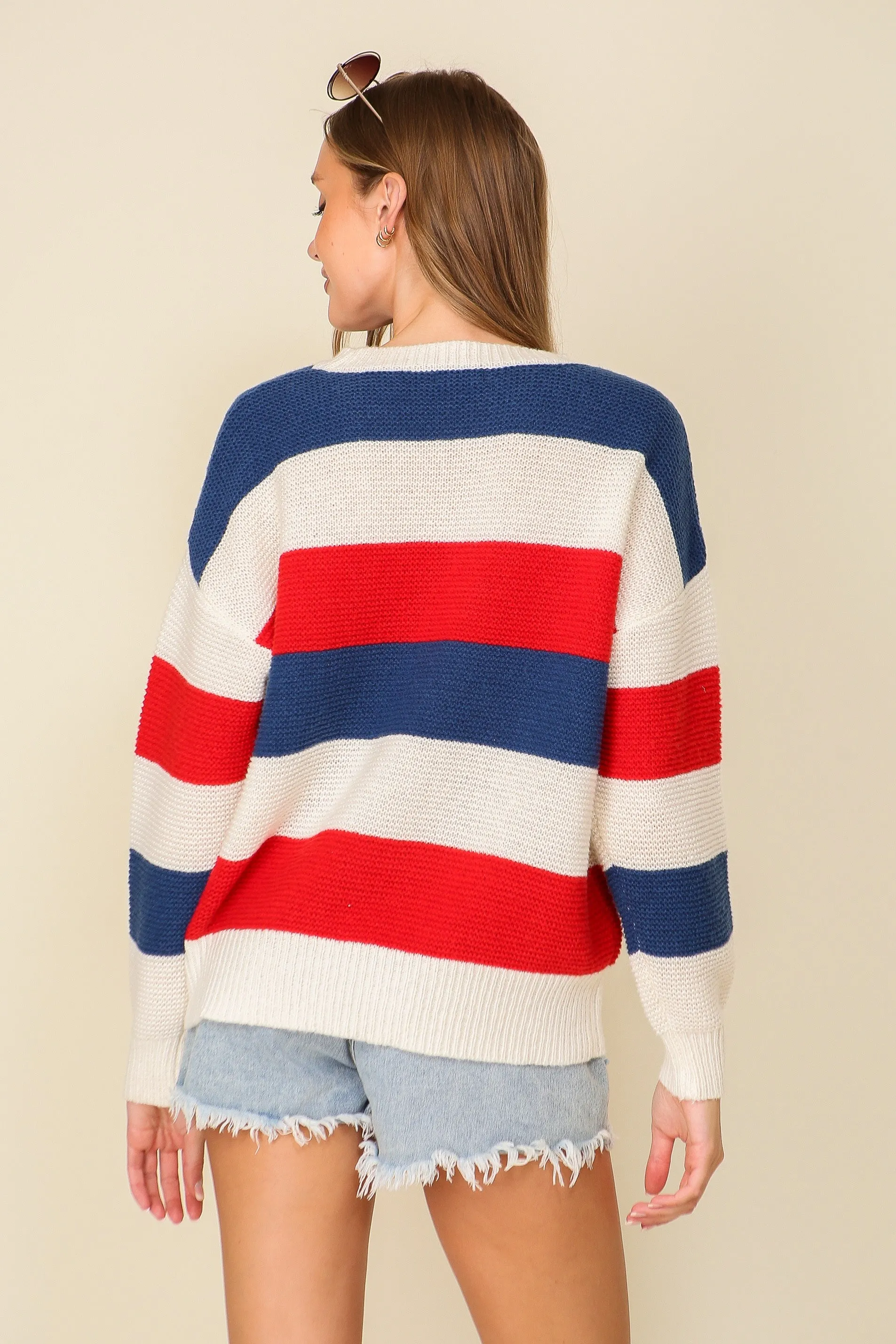 PATRIOTIC STRIPES SWEATER