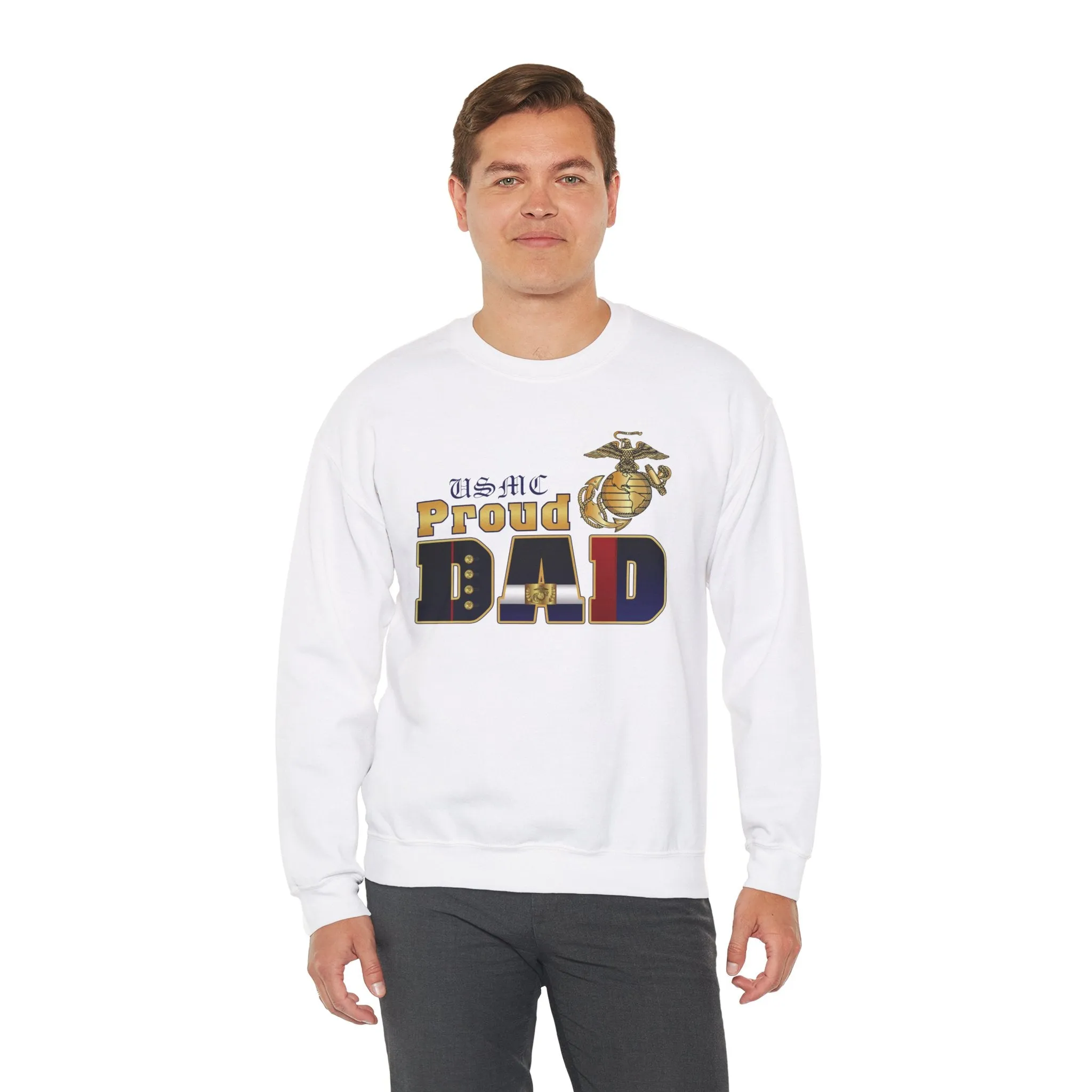 Sweatshirt: Dress Blue Proud Dad (Your Choice of Colors)