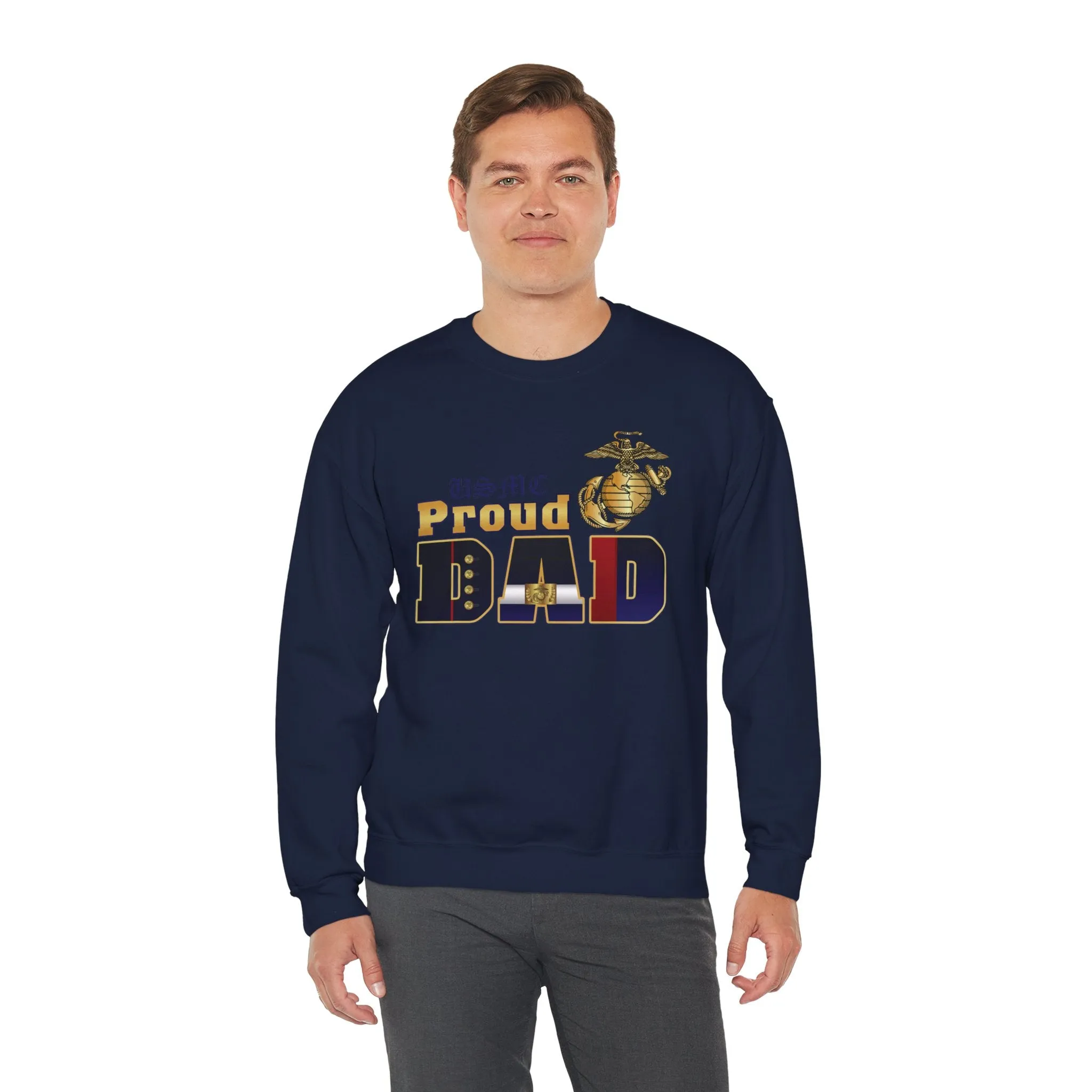 Sweatshirt: Dress Blue Proud Dad (Your Choice of Colors)