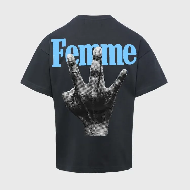 Twisted Fingers Tee Black with Blue