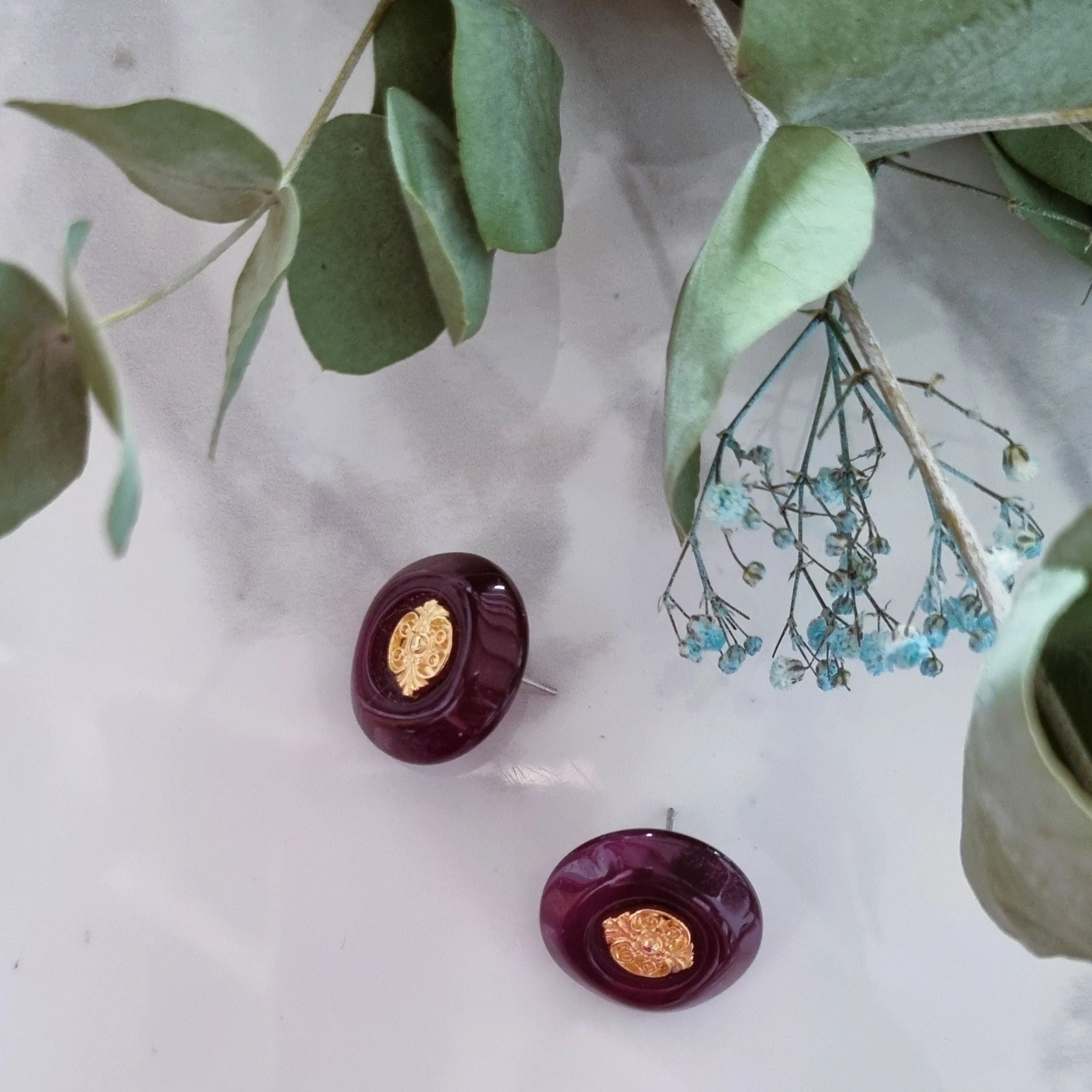 Vintage earrings - Bordeaux