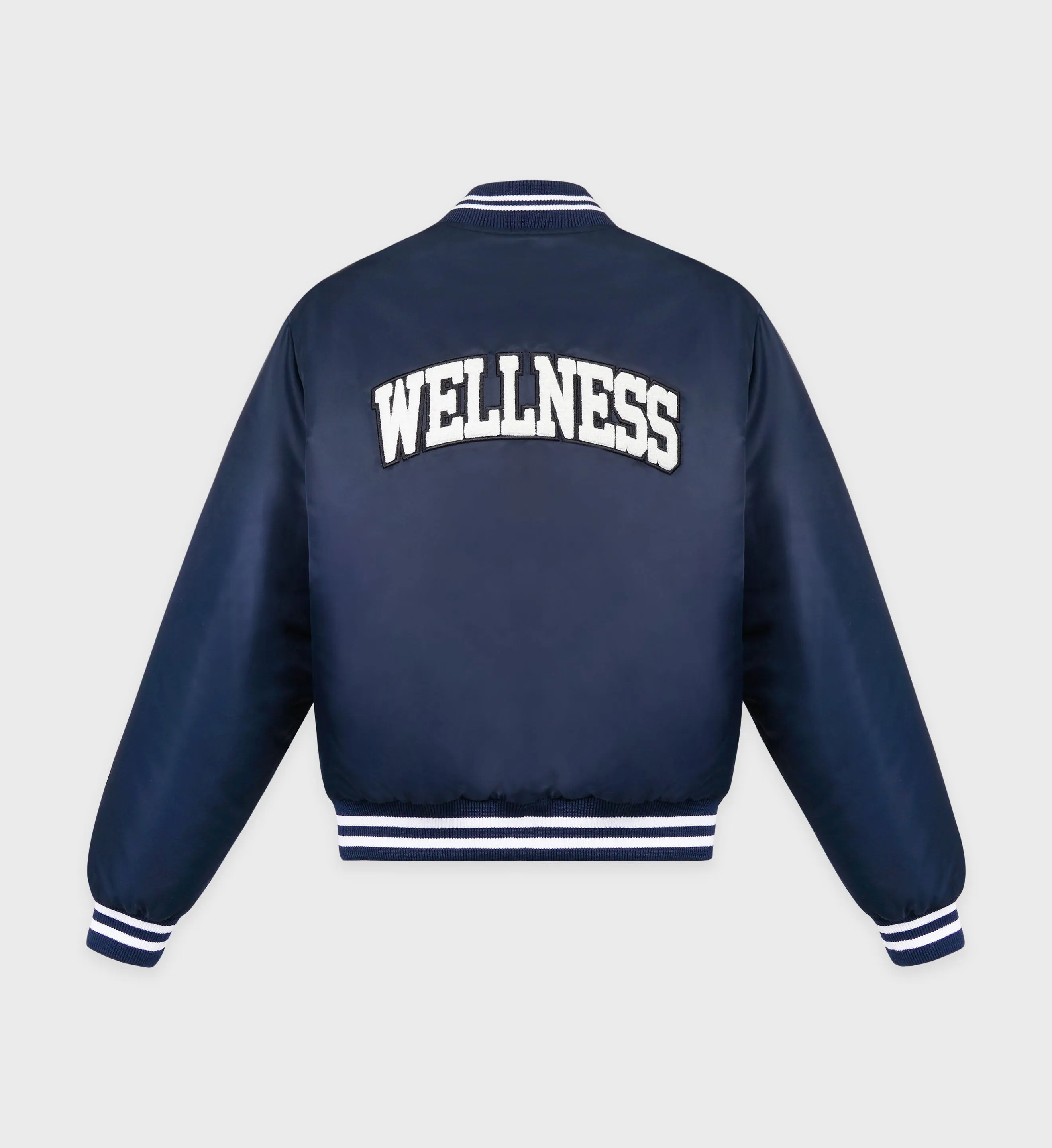 Wellness Boucle Varsity Jacket - Navy/White