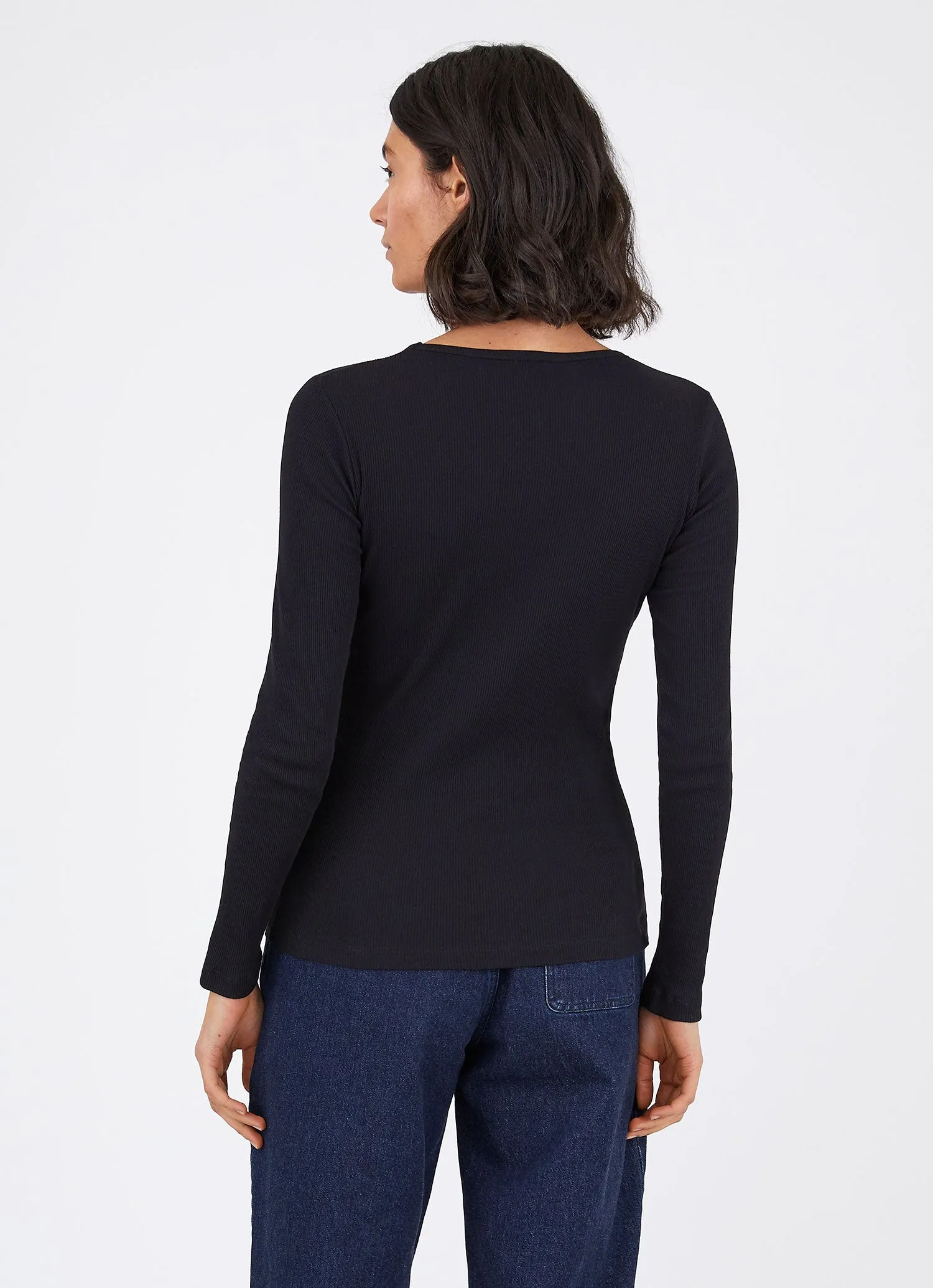 Women's Rib Long Sleeve T-shirt in Black